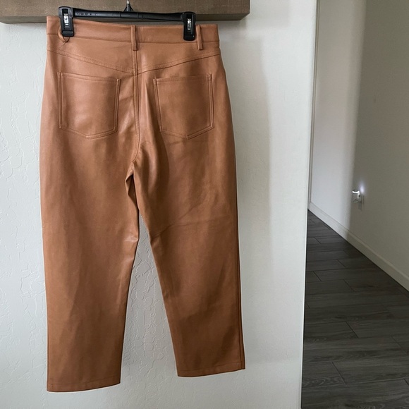 AVEC LES FILLES faux brown straight leg leather pants. Size L, NWT•••Anthro - Picture 9 of 16